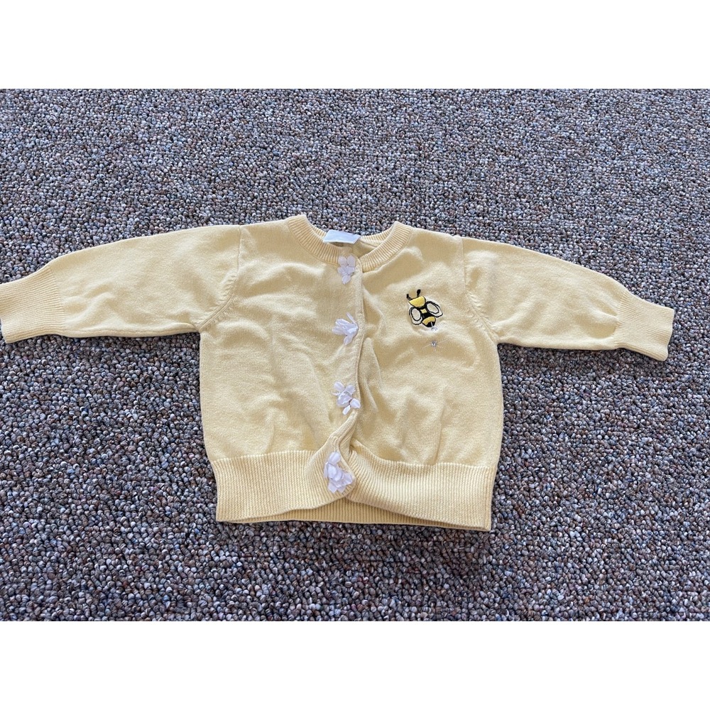 Unbranded Girls Yellow Knit Bee Cardigan 12M